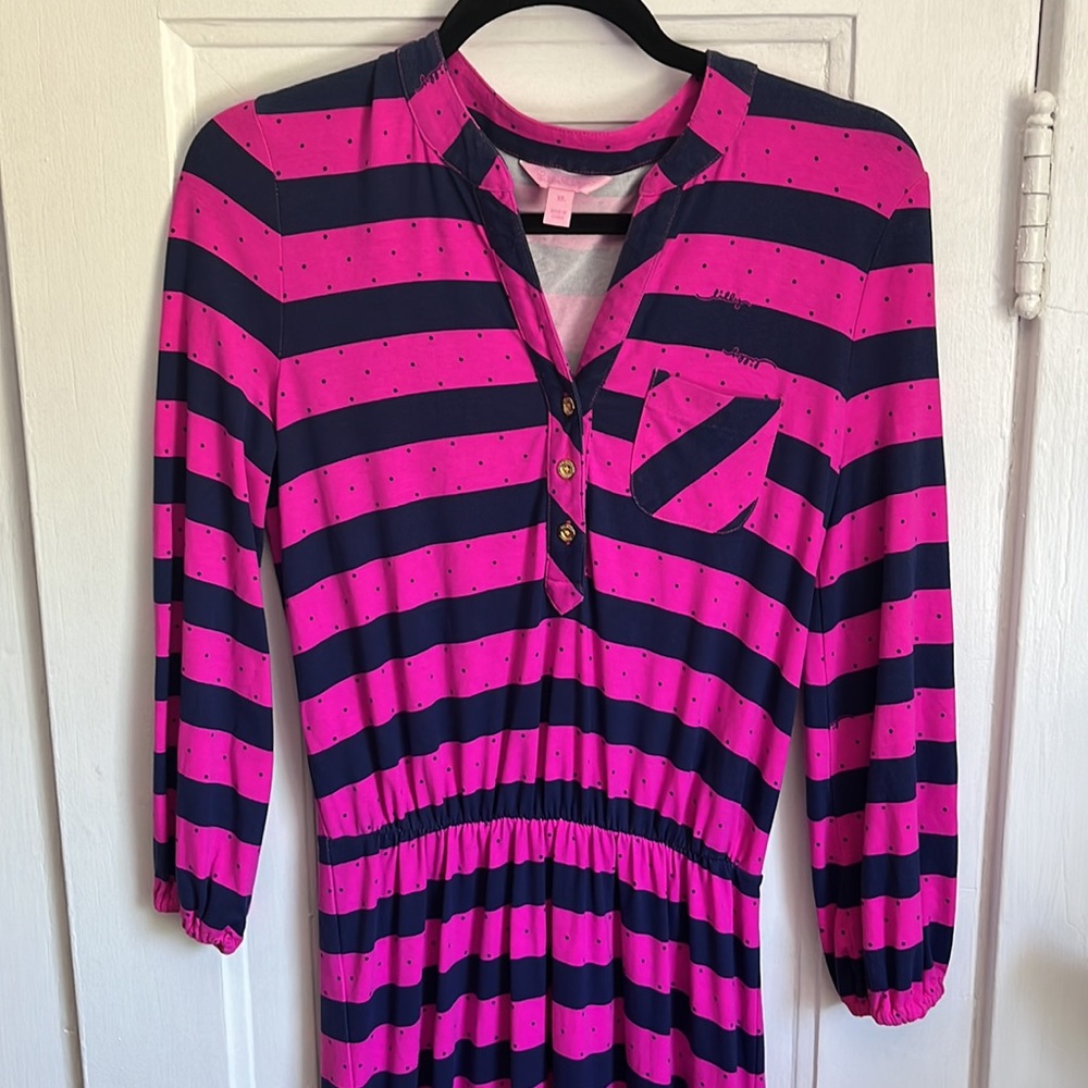 Lilly Pulitzer Pink & Blue Striped Beckett Dress - Picture 3 of 10